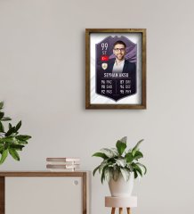 Kişiye Özel Doğal Masif Ahşap Çerçeveli Tablo 45x65cm Futbolcu Kartı-5