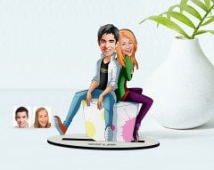 Kişiye Özel Sevgili Karikatürlü Ahşap Biblo Model-35