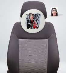 Kişiye Özel Kadın Big Boss Karikatürlü Yuvarlak Araç Koltuk Yastığı-3
