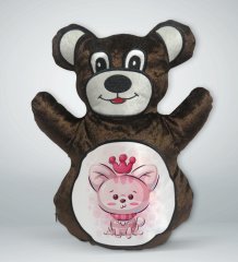 BK Gift Sevimli Kedi Tasarımlı Kahverengi Ayıcık Yastık-7