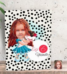 Kişiye Özel Kız Çocuk Yaş Karikatürlü Dekoratif Mini Kanvas Tablo 15x20cm-15