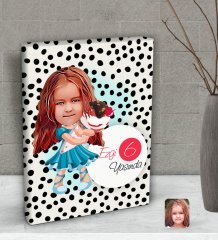 Kişiye Özel Kız Çocuk Yaş Karikatürlü Dekoratif Mini Kanvas Tablo 15x20cm-15