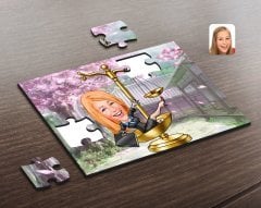 Kişiye Özel Kadın Avukat Karikatürlü Ahşap Puzzle-4