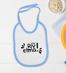 BK Kids Riv Riv Etma Tasarımlı Mavi Bebek Body Zıbın ve Mama Önlüğü Hediye Seti-1