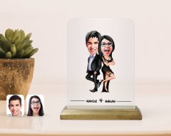Kişiye Özel Sevgililer Karikatürlü Çerçeve-6