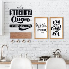 BK Home Doğal Ahşap Dekoratif Fincan Askılığı Mutfak Konseptli 2’li Ahşap Tablo ve İsme Özel Duvar Süsü-5