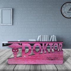Kişiye Özel Mesleki Doktor Ahşap Masa İsimliği (Model E5)