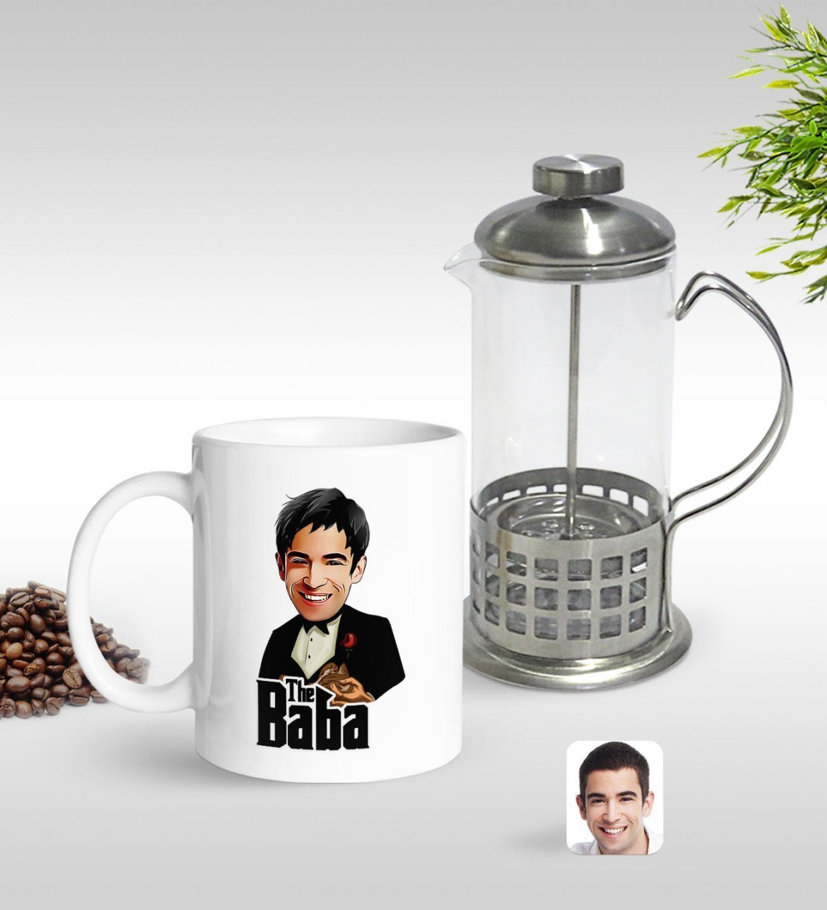 Kişiye Özel Godfather Baba Karikatürlü Kupa & French Press Seti-4