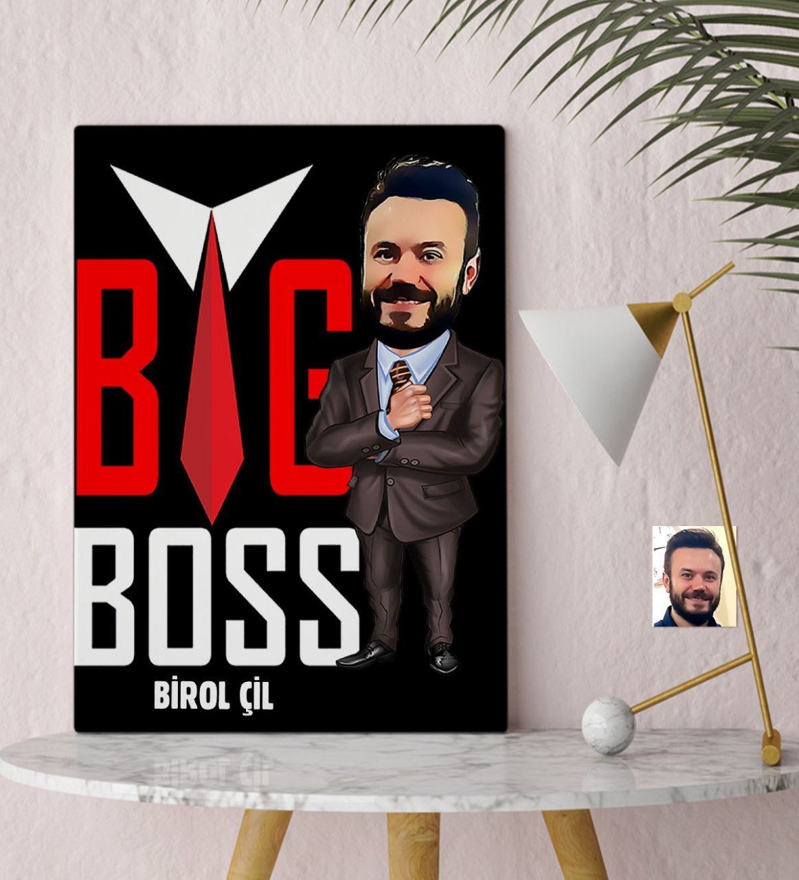 Kişiye Özel Bay Big Boss Karikatür Kanvas Tablo (30 x 50 cm.) - 5