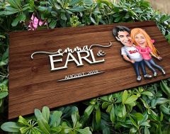 BK Gift Kişiye Özel Sevgililer Karikatürlü Kabartma Figürlü Ahşap Tablo, Duvar Dekoru, Arkadaşa Hediye, Özel Tasarım Ev Hediyesi-5