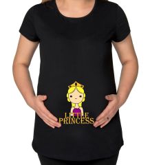 BK Gift Little Princess Tasarımlı Siyah Hamile Tişört-1, Hamile Giyim, Eşe Hediye