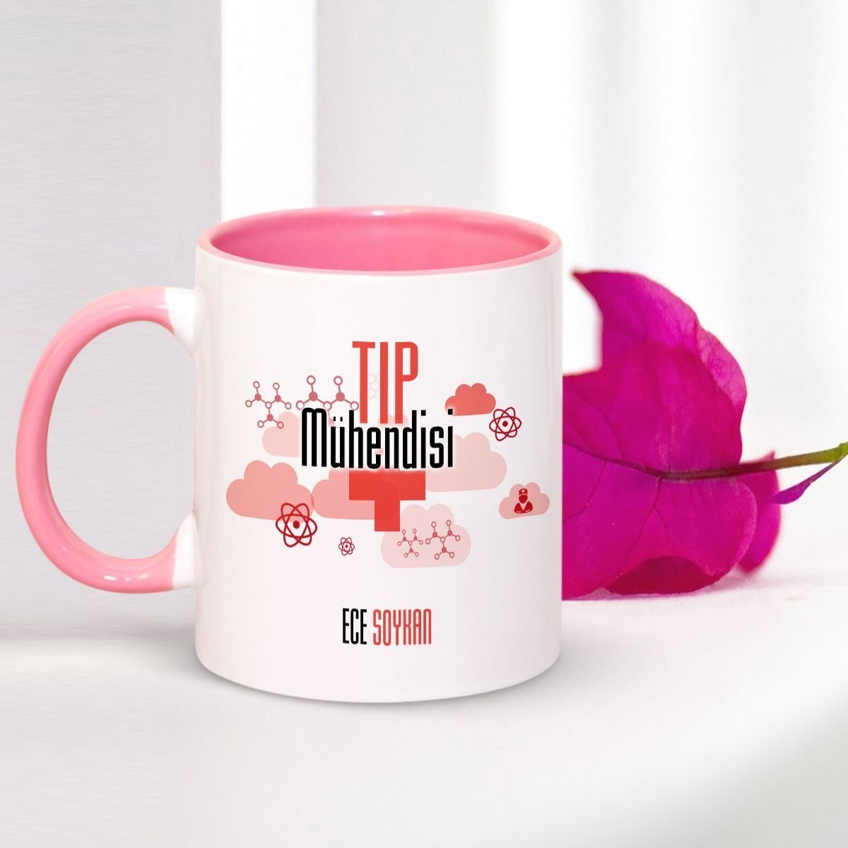 Kişiye Özel Mesleki Tıp Mühendisi Pembe Kupa Bardak