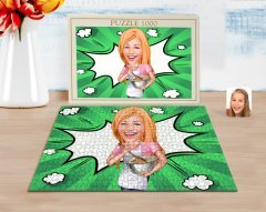 Kişiye Özel Kadın Chef Karikatürlü 1000 Parça Profesyonel Puzzle-1