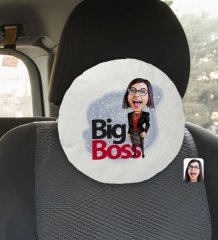 Kişiye Özel Kadın Big Boss Karikatürlü Yuvarlak Araç Koltuk Yastığı-2