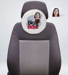 Kişiye Özel Kadın Big Boss Karikatürlü Yuvarlak Araç Koltuk Yastığı-2