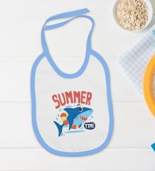 BK Kids Summer Time Tasarımlı Mavi Bebek Body Zıbın ve Mama Önlüğü Hediye Seti-1