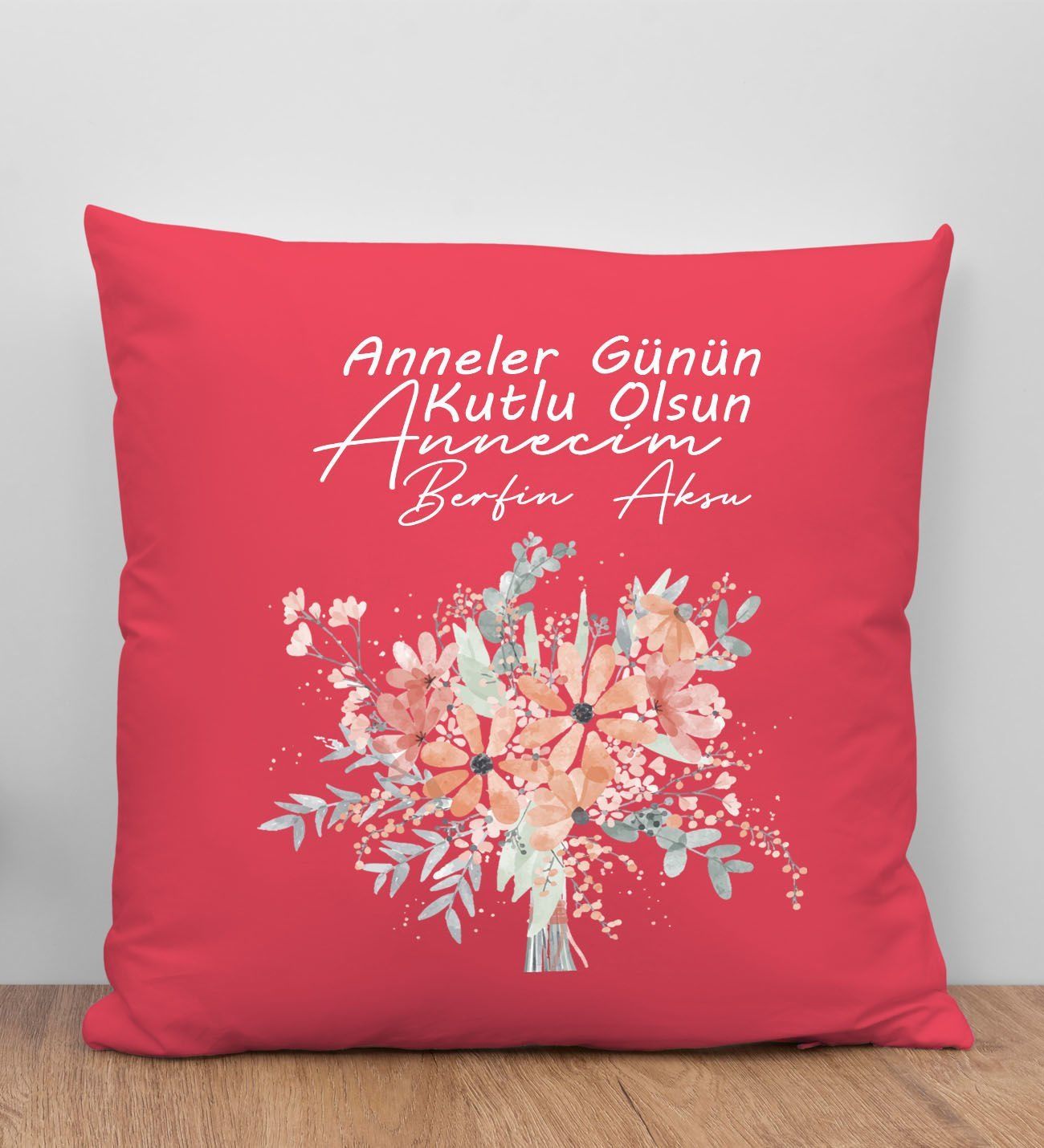 BK Gift Kişiye Özel İsimli Anneler Günü Tasarımlı Kırmızı Kırlent Yastık, Anneye Hediye, Ev Dekorasyonu, Anneler Günü Hediyesi-9