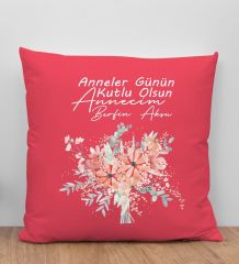 BK Gift Kişiye Özel İsimli Anneler Günü Tasarımlı Kırmızı Kırlent Yastık, Anneye Hediye, Ev Dekorasyonu, Anneler Günü Hediyesi-9