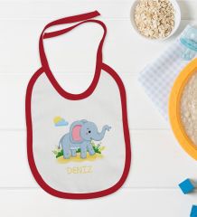 BK Kids Kişiye Özel İsimli Kırmızı Bebek Mama Önlüğü-19