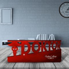 Kişiye Özel Mesleki Doktor Ahşap Masa İsimliği (Model E4)