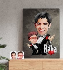 Kişiye Özel Godfather Baba Oğul Karikatürlü Kanvas Tablo 50x70cm-1