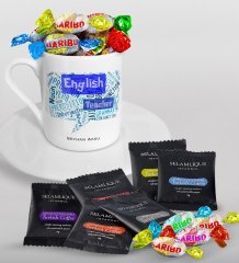 Kişiye Özel İngilizce Öğretmeni Türk Kahvesi Fincanı Selamlique Karışık Türk Kahvesi ve Haribo Şeker Hediye Seti-4