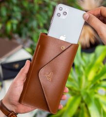 BK Gift Kişiye Özel İsimli Telefon ve Bozuk Para Bölmeli Zarf Model Taba Kadın Cüzdanı, Sevgiliye Hediye, Anneye Hediye