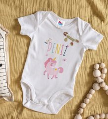 BK Kids Kişiye Özel İsimli Beyaz Bebek Body Zıbın ve Kız Bebek İğnesi Hediye Seti-4