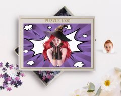 Kişiye Özel Kadın Cadı Karikatürlü 1000 Parça Profesyonel Puzzle-2