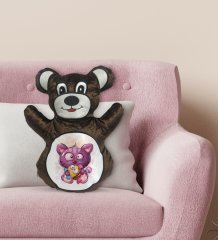 BK Gift Sevimli Kedi Tasarımlı Kahverengi Ayıcık Yastık-5