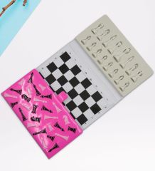 BK Gift Kişiye Özel İsimli Taşınabilir Pembe Satranç Takımı-3