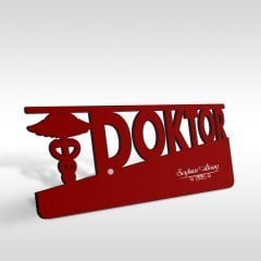 Kişiye Özel Mesleki Doktor Ahşap Masa İsimliği (Model E3)