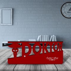 Kişiye Özel Mesleki Doktor Ahşap Masa İsimliği (Model E3)