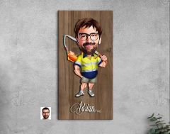 BK Gift Kişiye Özel Balıkçı Karikatürlü Kabartma Figürlü Ahşap Tablo-5, Arkadaşa Hediye, Sevgiliye Hediye, Duvar Dekoru