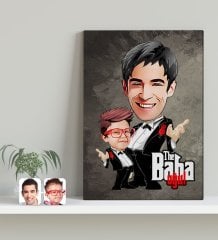Kişiye Özel Godfather Baba Oğul Karikatürlü Kanvas Tablo 30x50cm-1