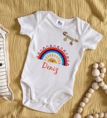 BK Kids Kişiye Özel İsimli Beyaz Bebek Body Zıbın ve Kız Bebek İğnesi Hediye Seti-1