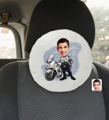 Kişiye Özel Erkek Yunus Polis Karikatürlü Yuvarlak Araç Koltuk Yastığı-1