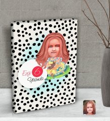 Kişiye Özel Kız Çocuk Yaş Karikatürlü Dekoratif Mini Kanvas Tablo 15x20cm-12