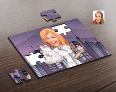 Kişiye Özel Kadın Aşçı Karikatürlü Ahşap Puzzle-3
