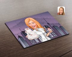 Kişiye Özel Kadın Aşçı Karikatürlü Ahşap Puzzle-3