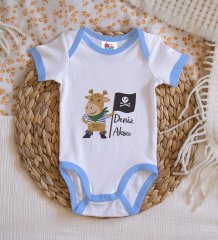 BK Kids Kişiye Özel Mavi Bebek Body Zıbın - Model 181