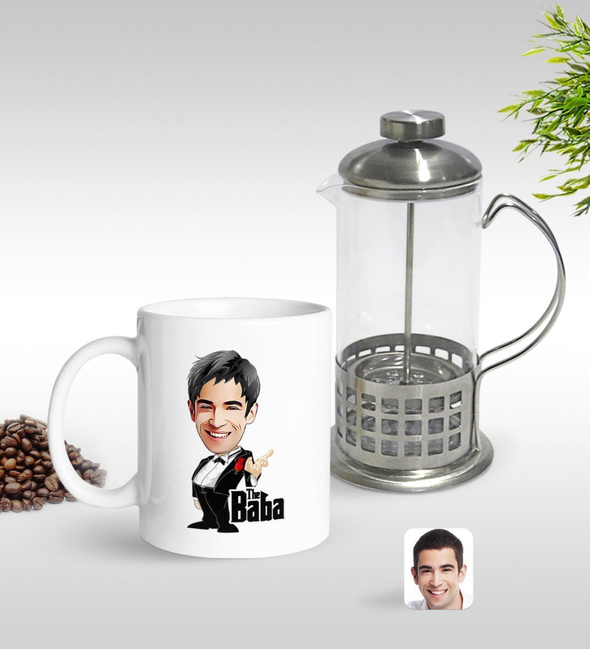 Kişiye Özel Godfather Baba Karikatürlü Kupa & French Press Seti-1
