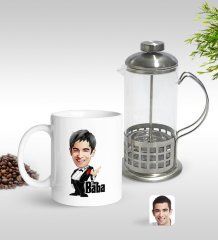 Kişiye Özel Godfather Baba Karikatürlü Kupa & French Press Seti-1
