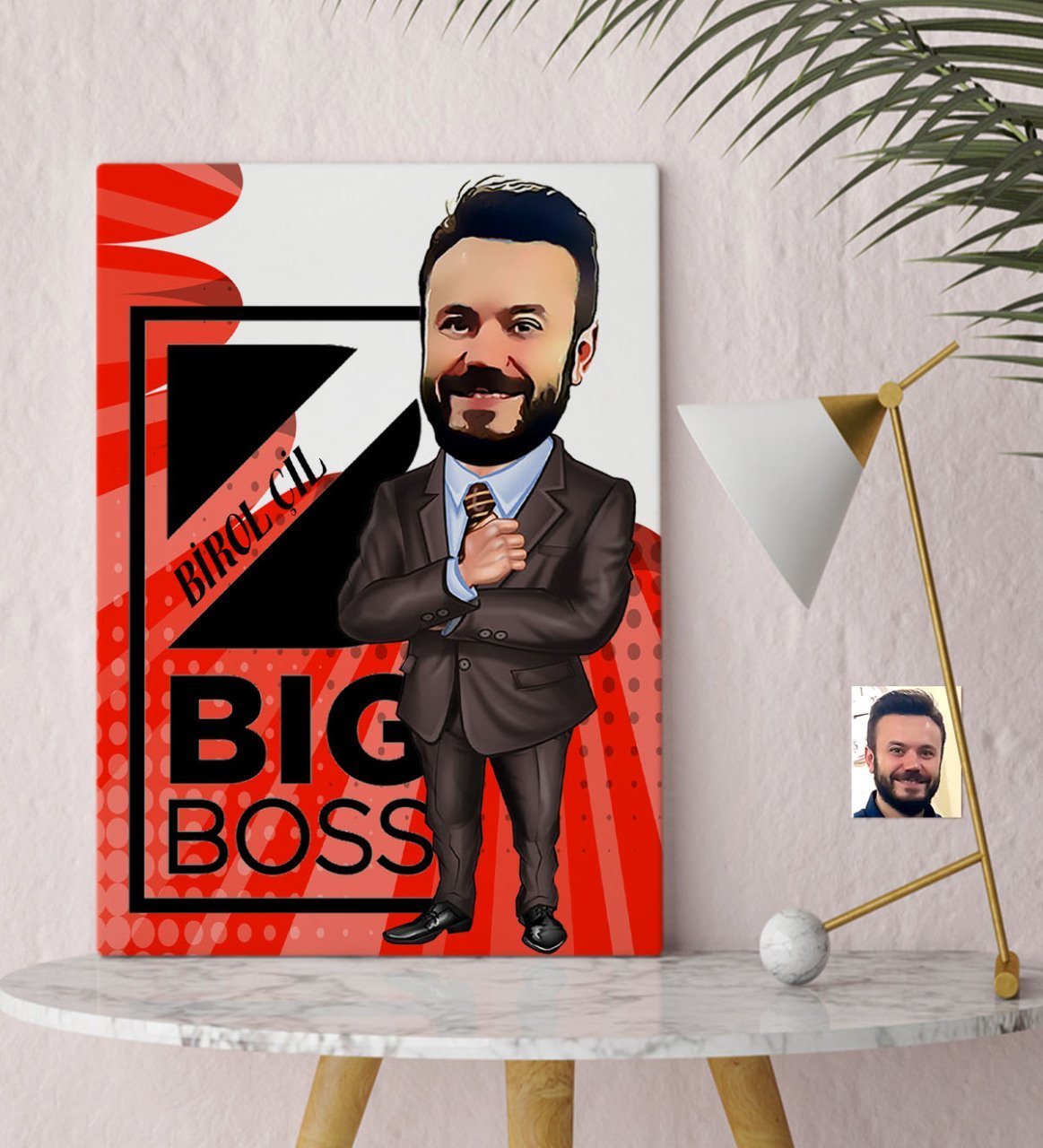 Kişiye Özel Bay Big Boss Karikatür Kanvas Tablo (30 x 50 cm.) - 2