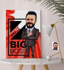 Kişiye Özel Bay Big Boss Karikatür Kanvas Tablo (30 x 50 cm.) - 2