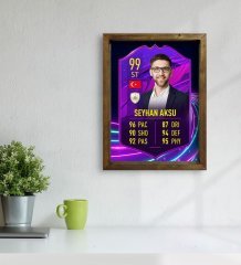 Kişiye Özel Doğal Masif Ahşap Çerçeveli Tablo 45x65cm Futbolcu Kartı-1