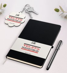 Kişiye Özel Tekstil Mühendisi Siyah Defter Kalem Ve Anahtarlık Hediye Seti-4