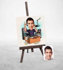 Kişiye Özel Bay Radyocu Karikatür Şovaleli Doğal Taş - 1