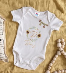 BK Kids Kişiye Özel Harfli İsimli Beyaz Bebek Body Zıbın ve Kız Bebek İğnesi Hediye Seti-3