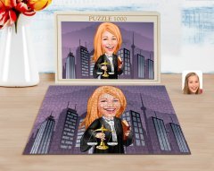 Kişiye Özel Kadın Avukat Karikatürlü 1000 Parça Profesyonel Puzzle-1
